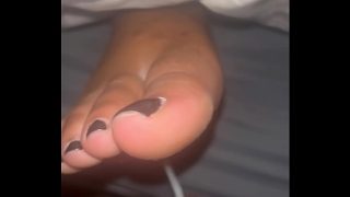 Cum all over black toes